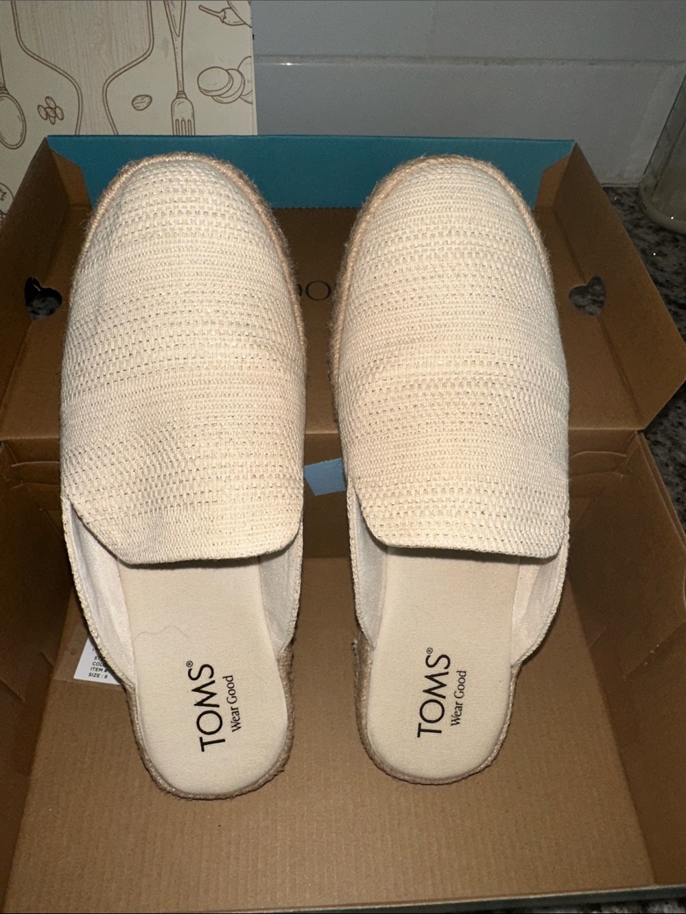 TOMS Women's Cream Knit Slip-On Mules
